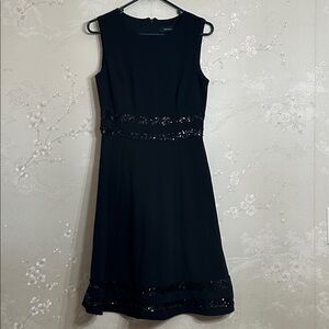 R&M Richards Black Sequin Waist Cocktail Dress P2P 17” and Length 39” Size 6